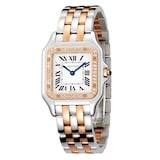 Cartier Panthère De Cartier Watch Medium Model, Quartz Movement, Rose Gold, Steel, Diamonds