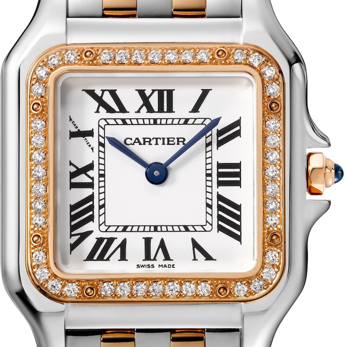 Cartier Panthère De Cartier Watch Medium Model, Quartz Movement, Rose Gold, Steel, Diamonds