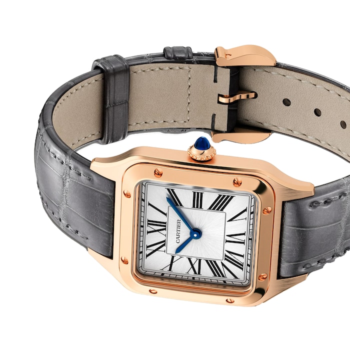 Cartier Santos-Dumont Watch Large Model, Quartz Movement, Rose Gold, Leather