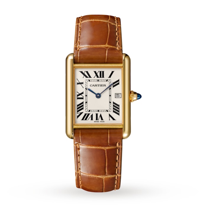 Cartier Tank Louis Cartier Watch Large Model, Quartz Movement, Yellow Gold, Leather