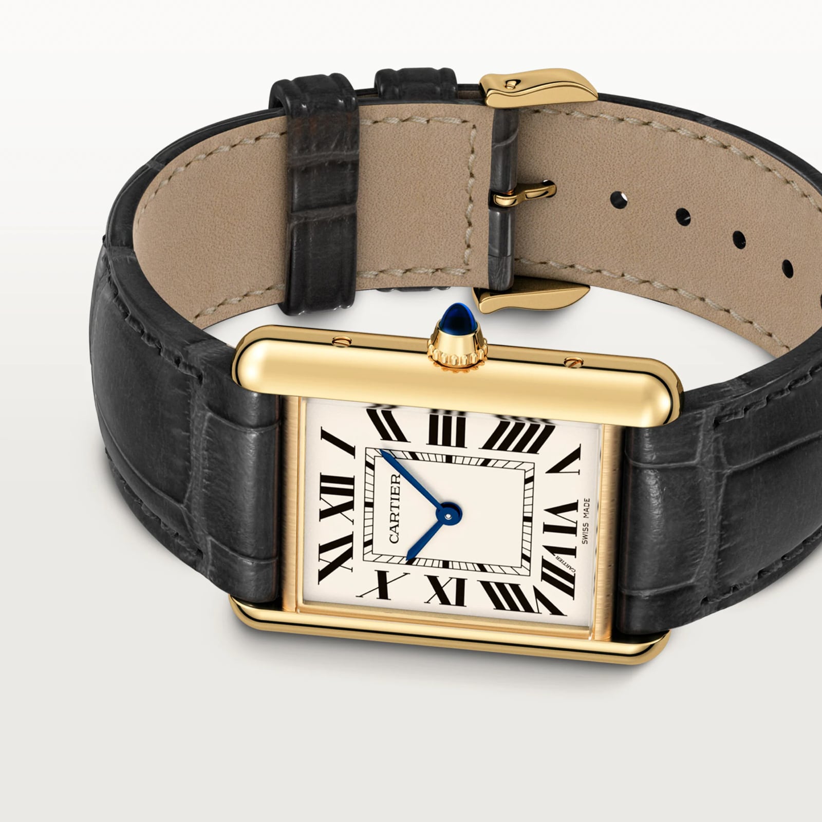 Cartier Tank Louis Cartier Watch Medium Model, Quartz Movement, Yellow Gold, Leather