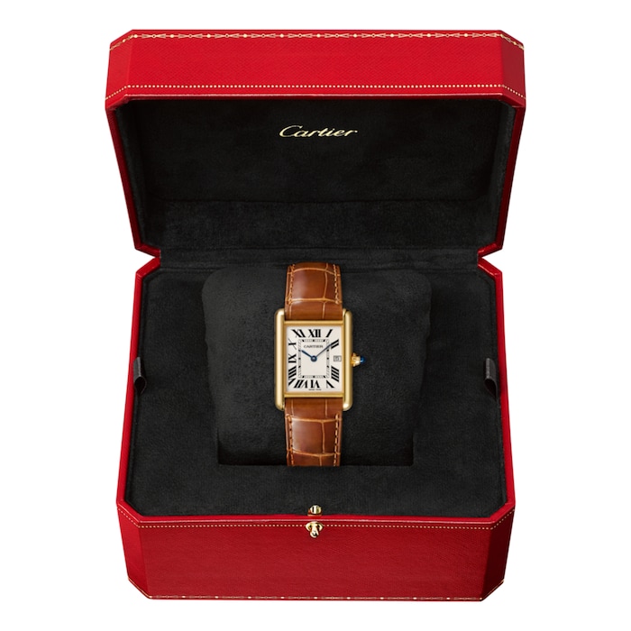 Cartier Tank Louis Cartier Watch Large Model, Quartz Movement, Yellow Gold, Leather