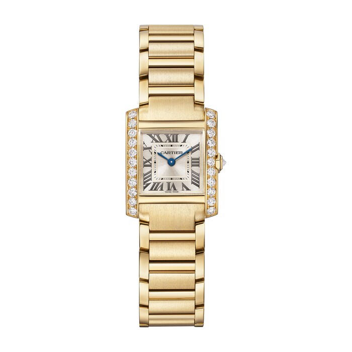 Cartier Tank Française Watch Small Model, Quartz Movement, Yellow Gold, Diamonds