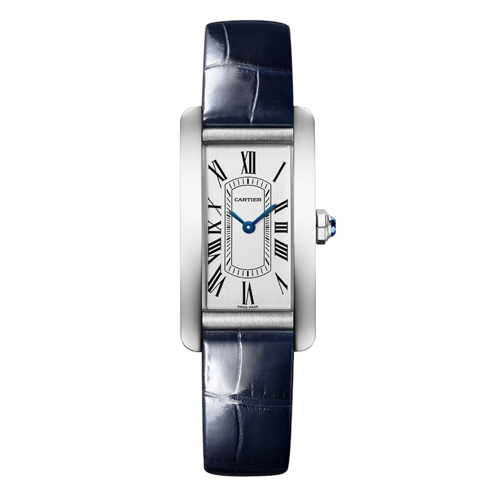 Cartier Tank Américaine Watch, Small Model, Quartz Movement, Steel, Leather