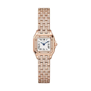 Cartier Panthere de Cartier watch, mini model, quartz movement. Rose gold 750/1000 case set with 32 brilliant-cut diamonds totalling 0.15 carats. Dimensions: 25 mm x 20 mm