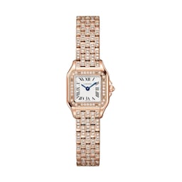 17311652 - Panthere de Cartier watch, mini model, quartz movement. Rose gold 750/1000 case set with 32 brilliant-cut diamonds totalling 0.15 carats. Dimensions: 25 mm x 20 mm