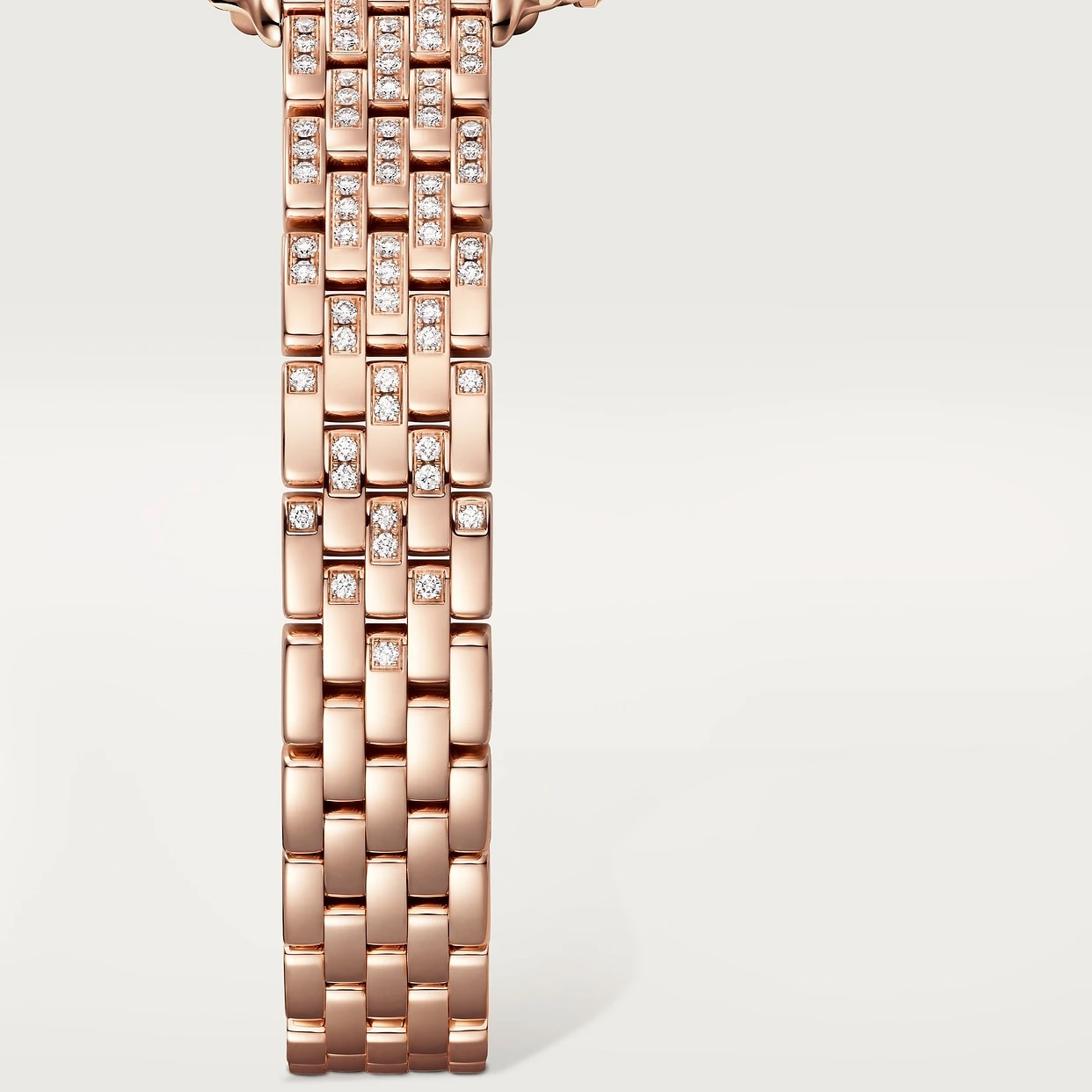 Cartier Panthere de Cartier watch, mini model, quartz movement. Rose gold 750/1000 case set with 32 brilliant-cut diamonds totalling 0.15 carats. Dimensions: 25 mm x 20 mm