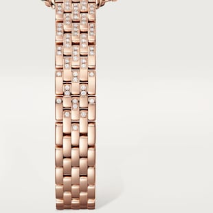 Cartier Panthere de Cartier watch, mini model, quartz movement. Rose gold 750/1000 case set with 32 brilliant-cut diamonds totalling 0.15 carats. Dimensions: 25 mm x 20 mm
