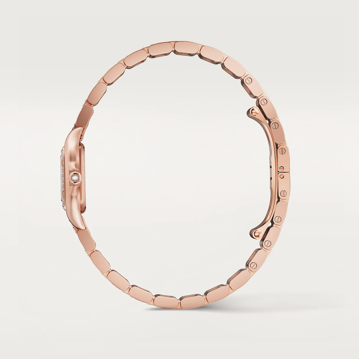 Cartier Panthere de Cartier watch, mini model, quartz movement. Rose gold 750/1000 case set with 32 brilliant-cut diamonds totalling 0.15 carats. Dimensions: 25 mm x 20 mm