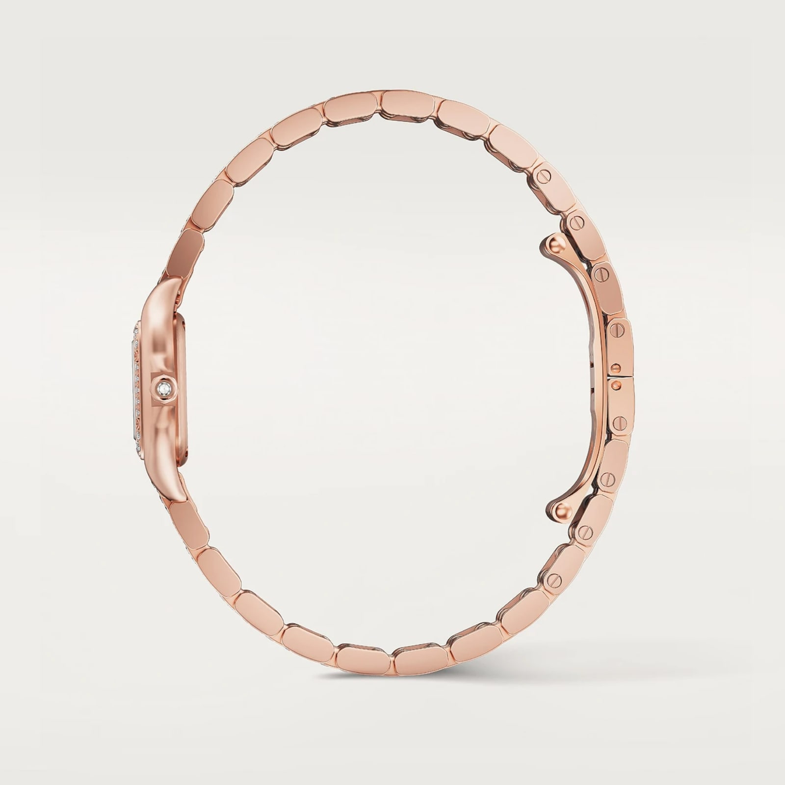 Cartier Panthere de Cartier watch, mini model, quartz movement. Rose gold 750/1000 case set with 32 brilliant-cut diamonds totalling 0.15 carats. Dimensions: 25 mm x 20 mm