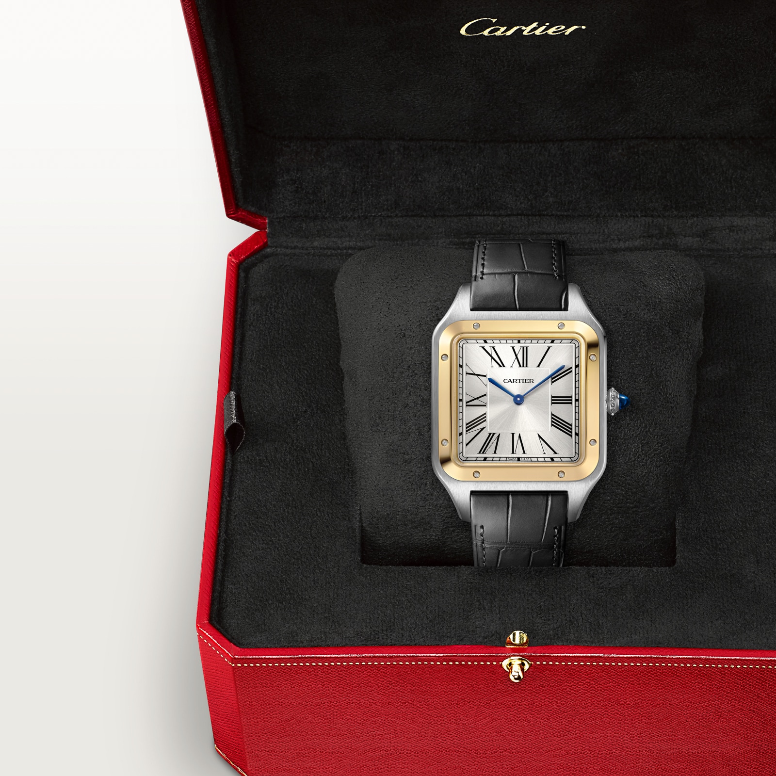 Cartier Santos Dumont Watch, Extra-Large Model, Manual Winding, Yellow Gold, Steel