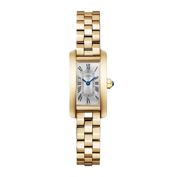 Cartier Tank Américaine Watch, Mini Model, High Autonomy Quartz Movement, 18K Yellow Gold Case