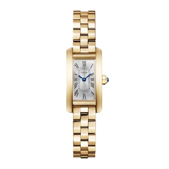 Cartier Tank Américaine Watch, Mini Model, High Autonomy Quartz Movement, 18K Yellow Gold Case