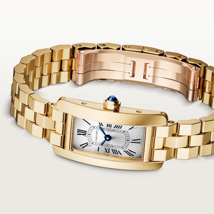 Cartier Tank Américaine Watch, Mini Model, High Autonomy Quartz Movement, 18K Yellow Gold Case
