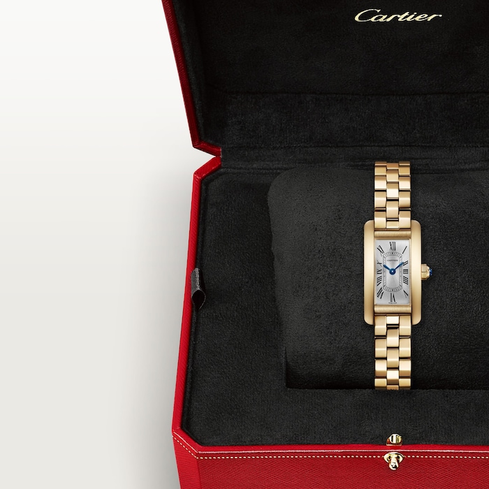Cartier Tank Américaine Watch, Mini Model, High Autonomy Quartz Movement, 18K Yellow Gold Case