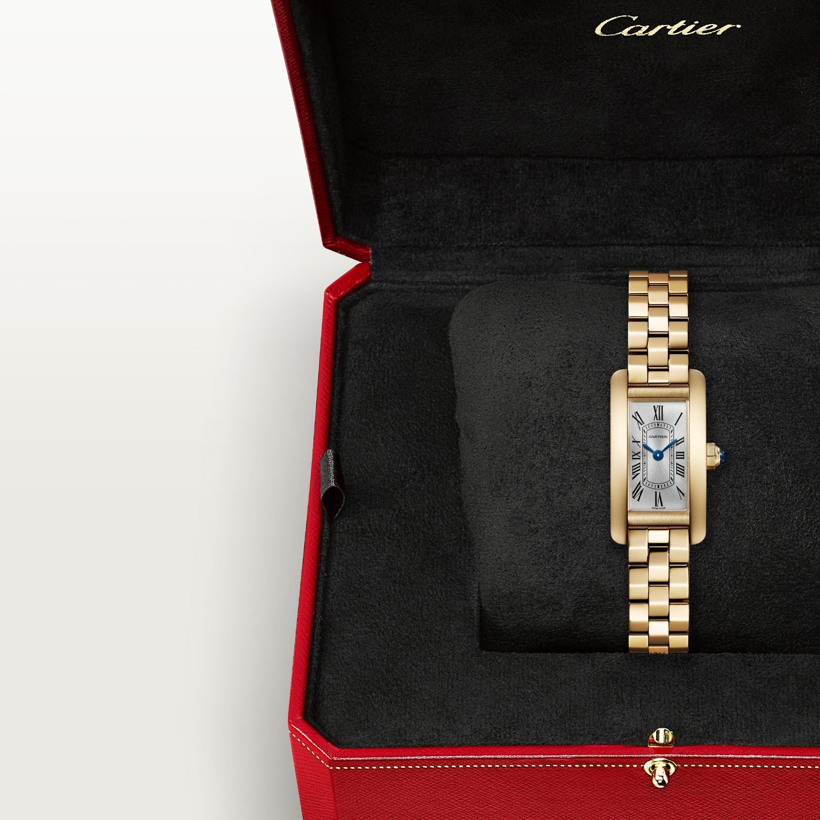 Cartier Tank Américaine Watch, Mini Model, High Autonomy Quartz Movement, 18K Yellow Gold Case