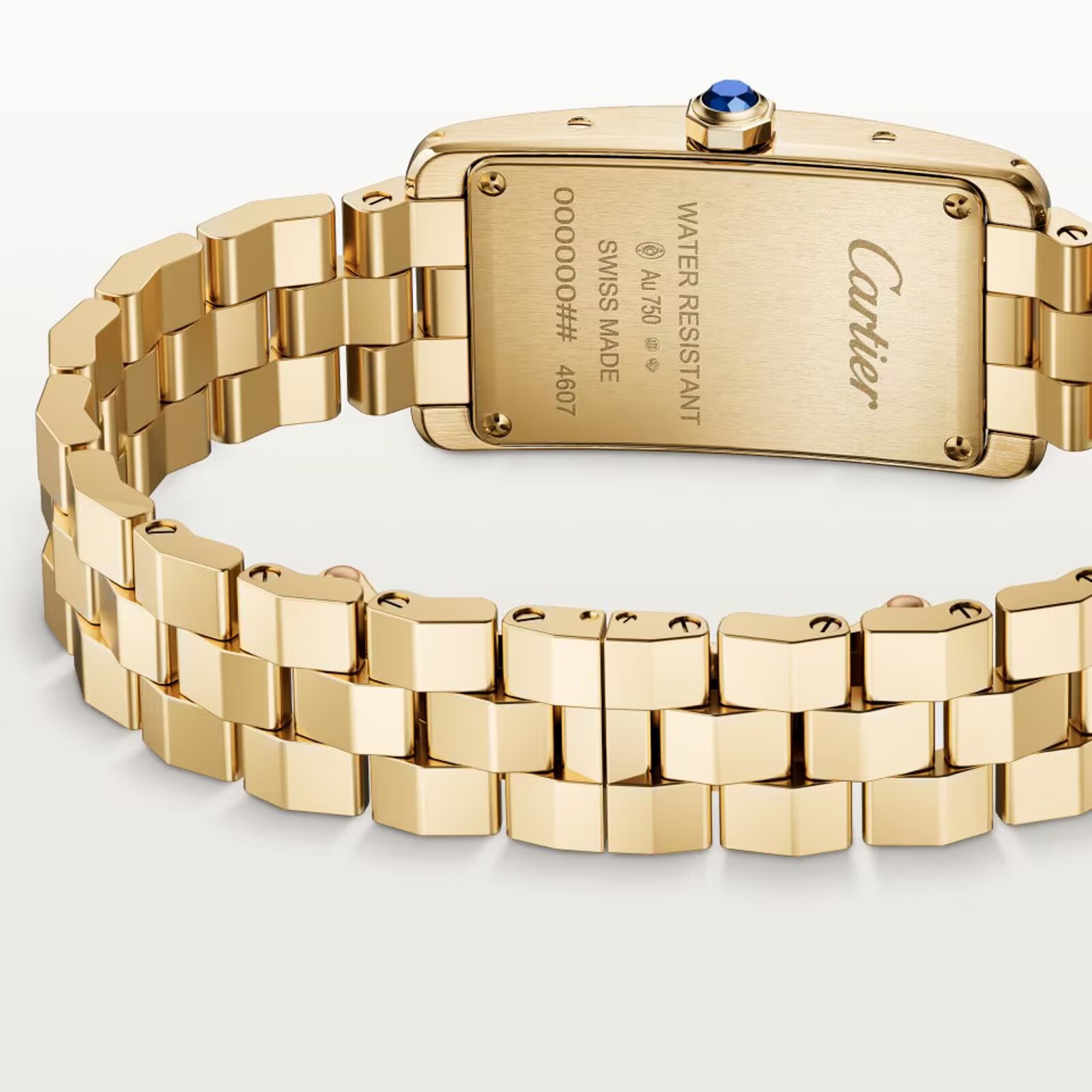 Cartier Tank Américaine watch, small model, quartz movement - high autonomy, Yellow gold