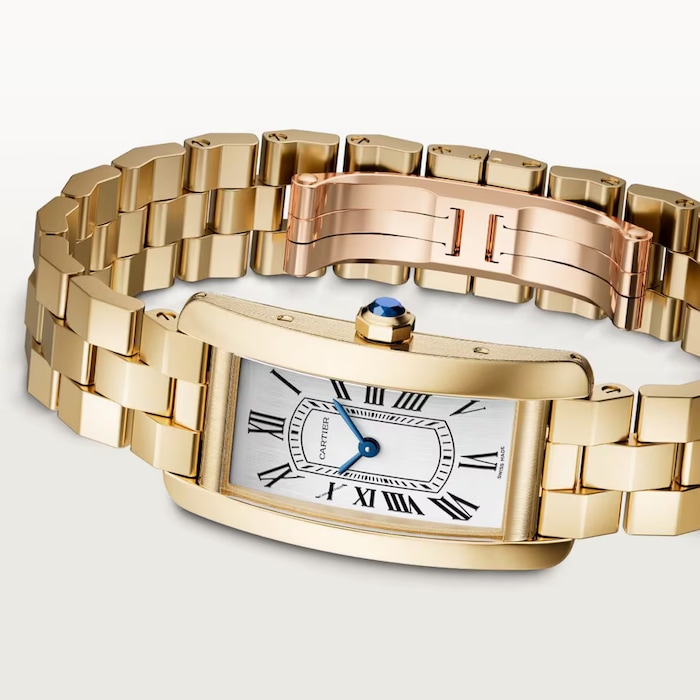 Cartier Tank Américaine watch, small model, quartz movement - high autonomy, Yellow gold