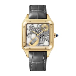 17311678 - Santos-Dumont Micro-Rotor Skeleton Watch, Large Model, Automatic Mechanical Movement, 18K Yellow Gold Case