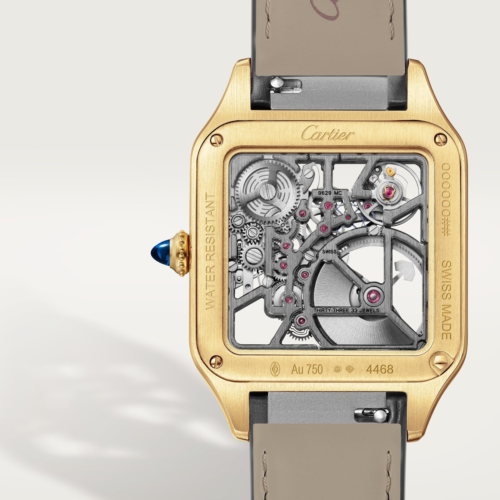 Cartier Santos-Dumont Micro-Rotor Skeleton Watch, Large Model, Automatic Mechanical Movement, 18K Yellow Gold Case Cartier Santos-Dumont Micro-Rotor Skeleton Watch, Large Model, Automatic Mechanical Movement, 18K Yellow Gold Case