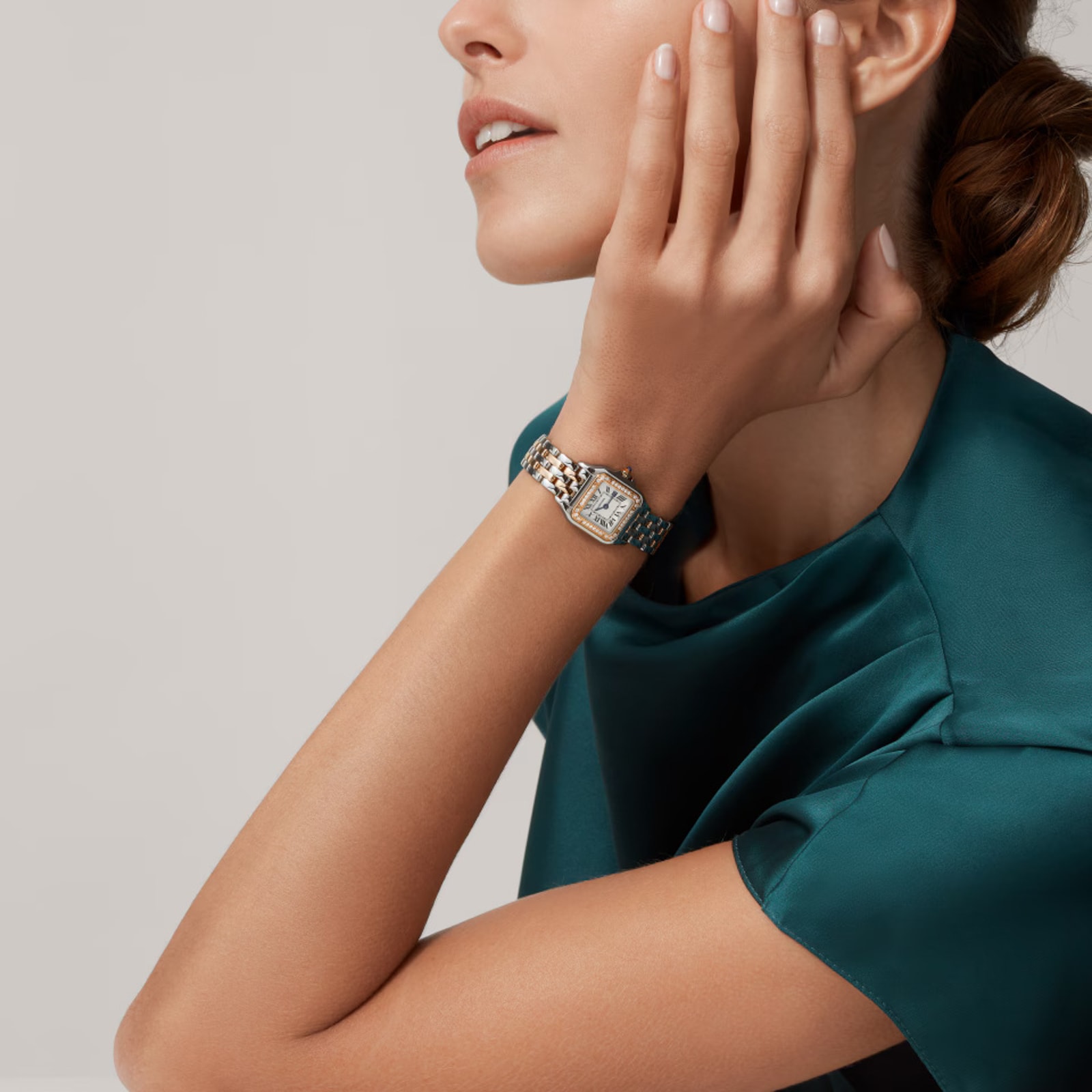 Cartier Panthère De Cartier watch, small model, quartz movement. Case in rose gold and steel