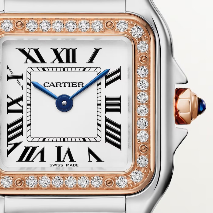 Cartier Panthère De Cartier watch, small model, quartz movement. Case in rose gold and steel