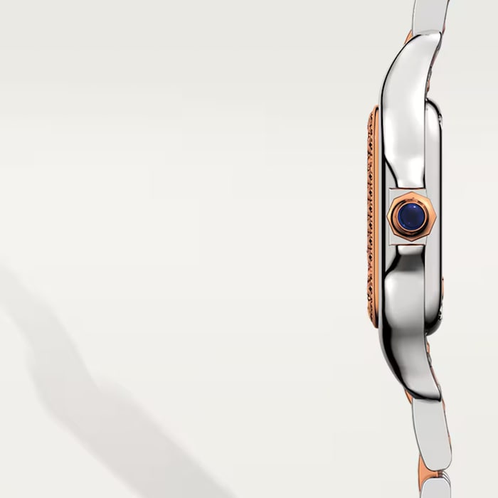 Cartier Panthère De Cartier watch, small model, quartz movement. Case in rose gold and steel