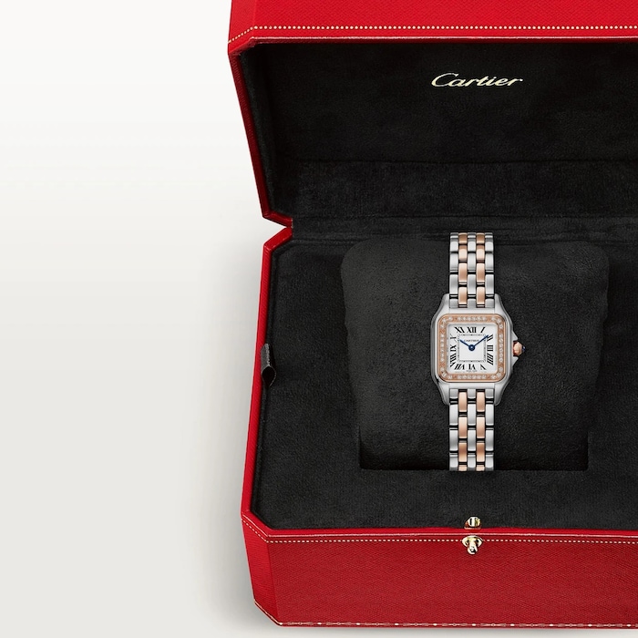 Cartier Panthère De Cartier watch, small model, quartz movement. Case in rose gold and steel