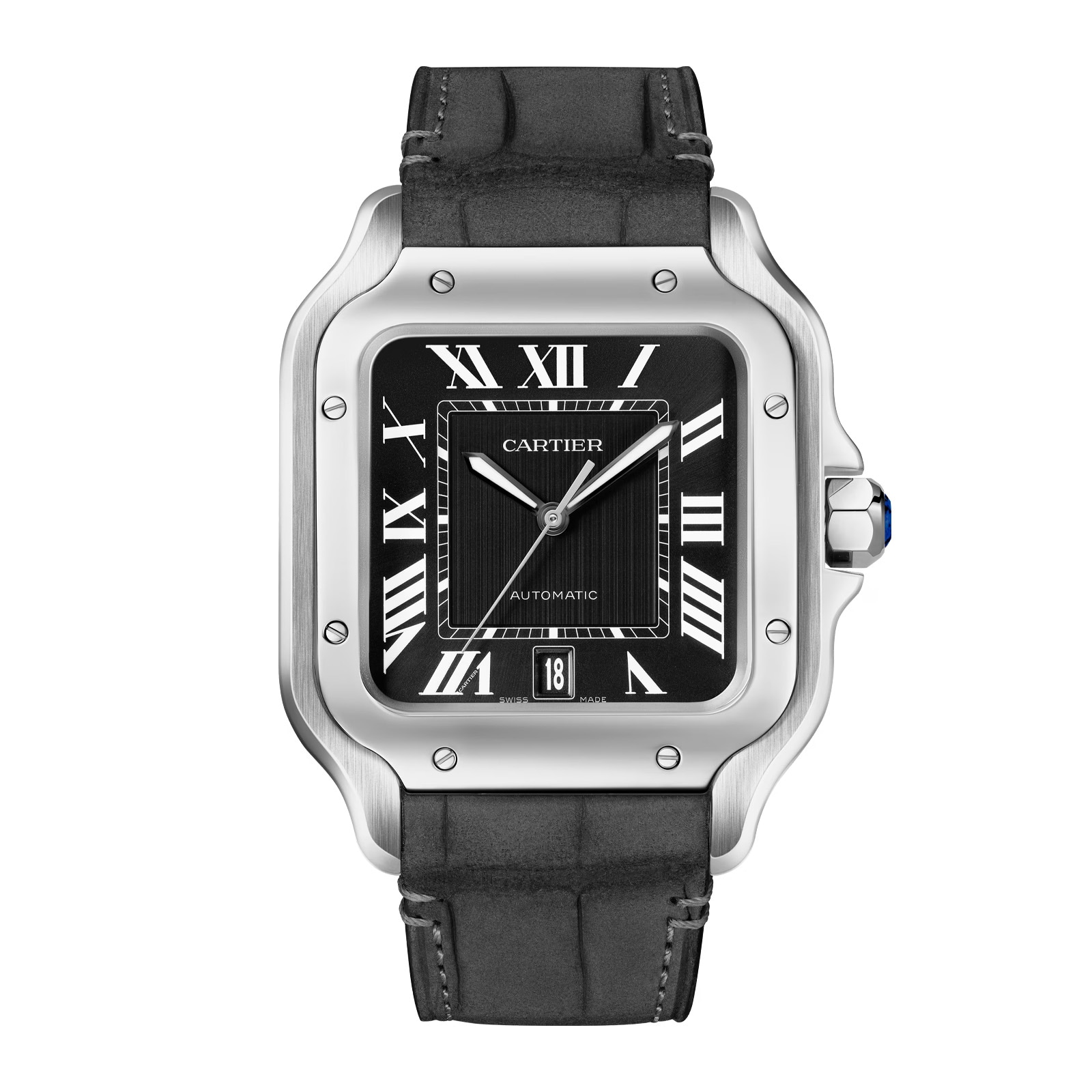 Cartier Santos De Cartier Watch, Large Model, Mechanical Movement With Automatic Winding, Caliber 1847 MC. Steel Case Cartier Santos De Cartier Watch, Large Model, Mechanical Movement With Automatic Winding, Caliber 1847 MC. Steel Case