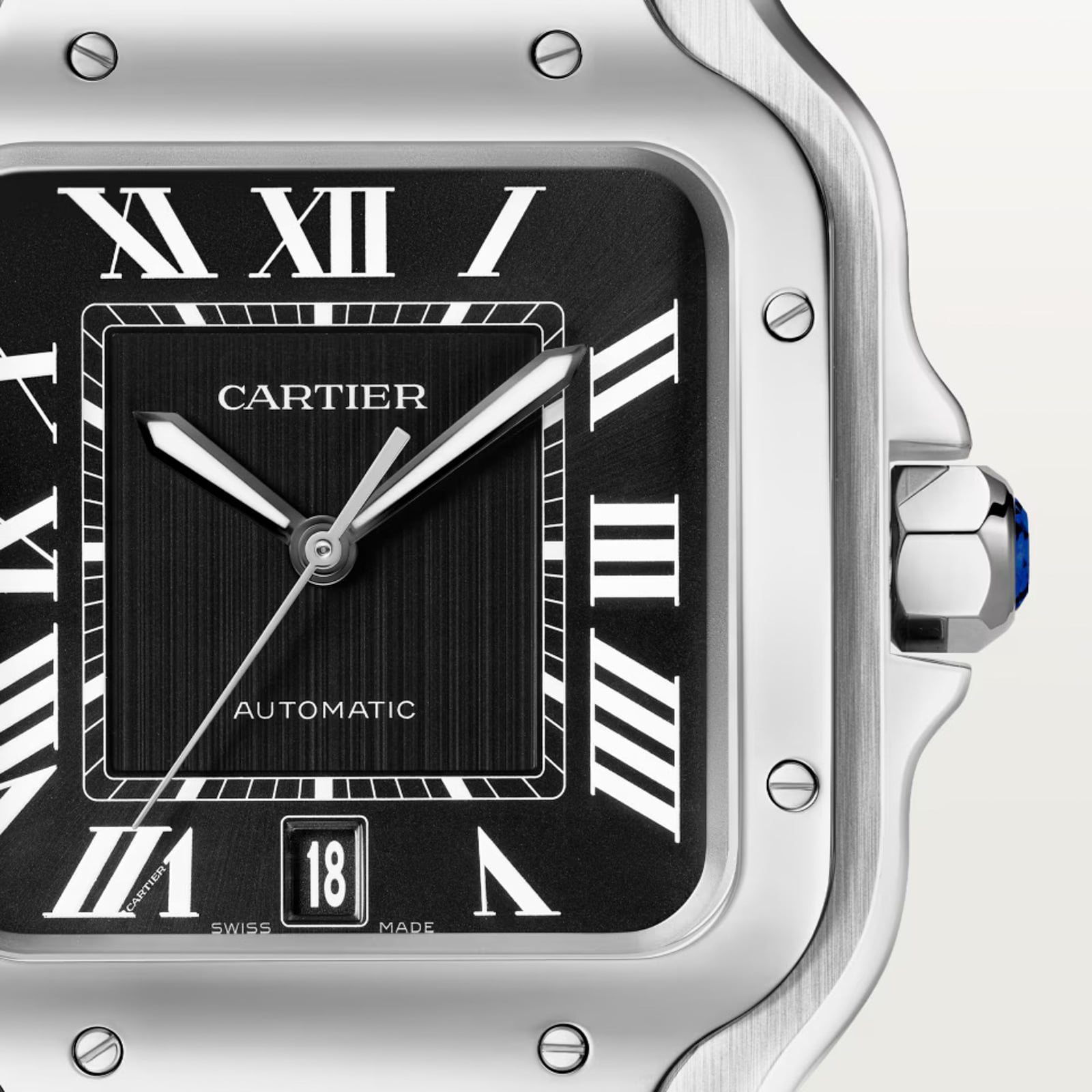 Cartier Santos De Cartier Watch, Large Model, Mechanical Movement With Automatic Winding, Caliber 1847 MC. Steel Case