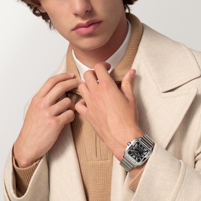 Cartier Santos De Cartier Watch, Large Model, Mechanical Movement With Automatic Winding, Caliber 1847 MC. Steel Case