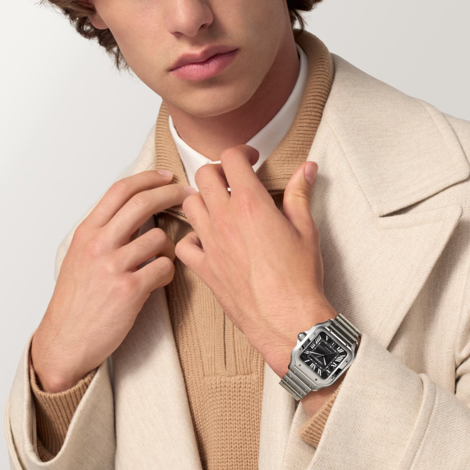 Cartier Santos De Cartier Watch, Large Model, Mechanical Movement With Automatic Winding, Caliber 1847 MC. Steel Case