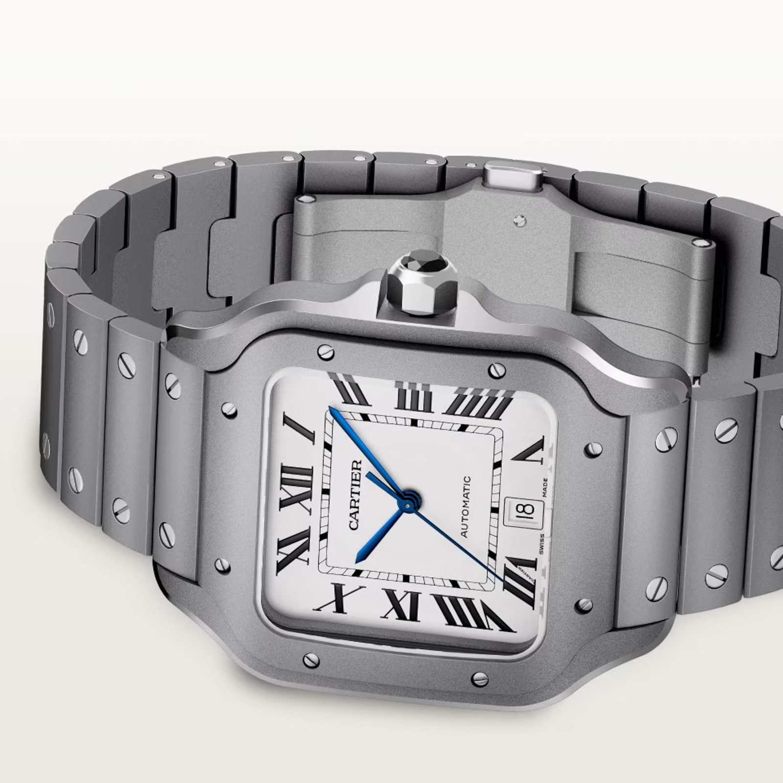 Cartier Santos Watch, Large Model, Mechanical Movement With Automatic Winding, Titanium Case