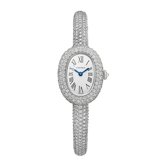 Cartier Baignoire watch, mini model, quartz movement. Rhodium-finish white gold