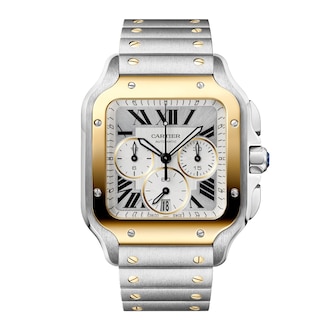 Cartier Santos watch, large model, Manufacture chronograph mechanical movement with automatic winding