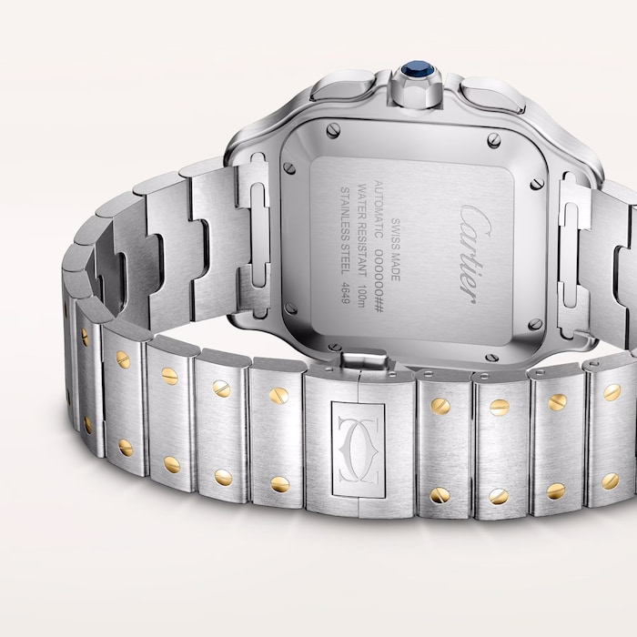 Cartier Santos watch, large model, Manufacture chronograph mechanical movement with automatic winding