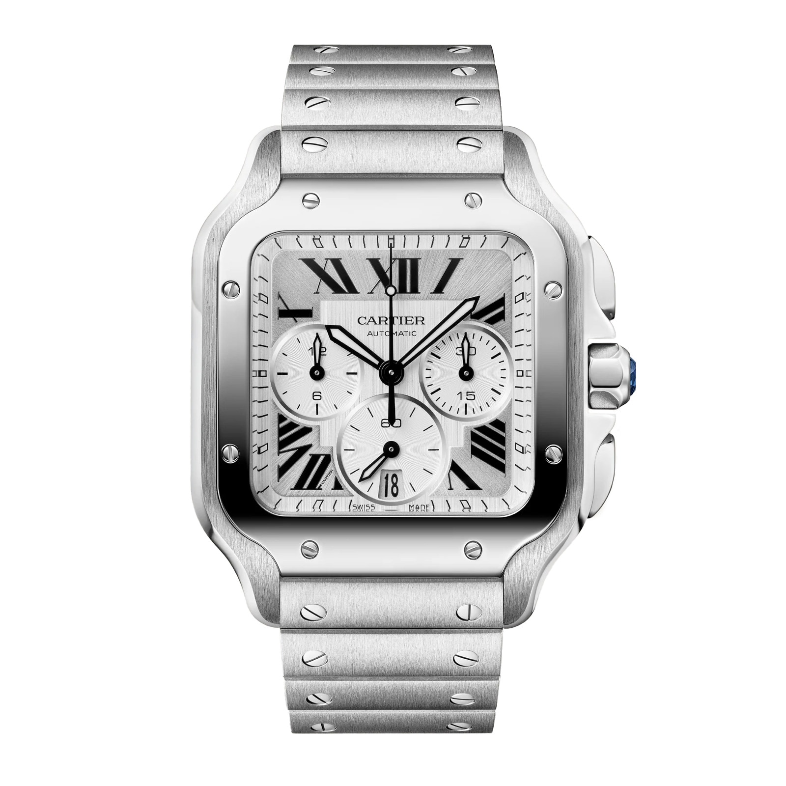 Cartier Santos watch, large model, Manufacture chronograph mechanical movement with automatic winding Cartier Santos watch, large model, Manufacture chronograph mechanical movement with automatic winding