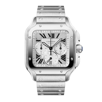 Cartier Santos watch, large model, Manufacture chronograph mechanical movement with automatic winding