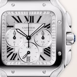 Cartier Santos watch, large model, Manufacture chronograph mechanical movement with automatic winding