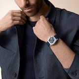 Cartier Roadster watch, large model, Manufacture mechanical movement with automatic winding, Steel case, blue PVD dial.