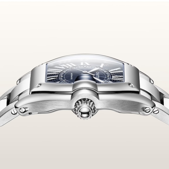 Cartier Roadster watch, large model, Manufacture mechanical movement with automatic winding, Steel case, blue PVD dial.