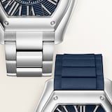 Cartier Roadster watch, large model, Manufacture mechanical movement with automatic winding, Steel case, blue PVD dial.