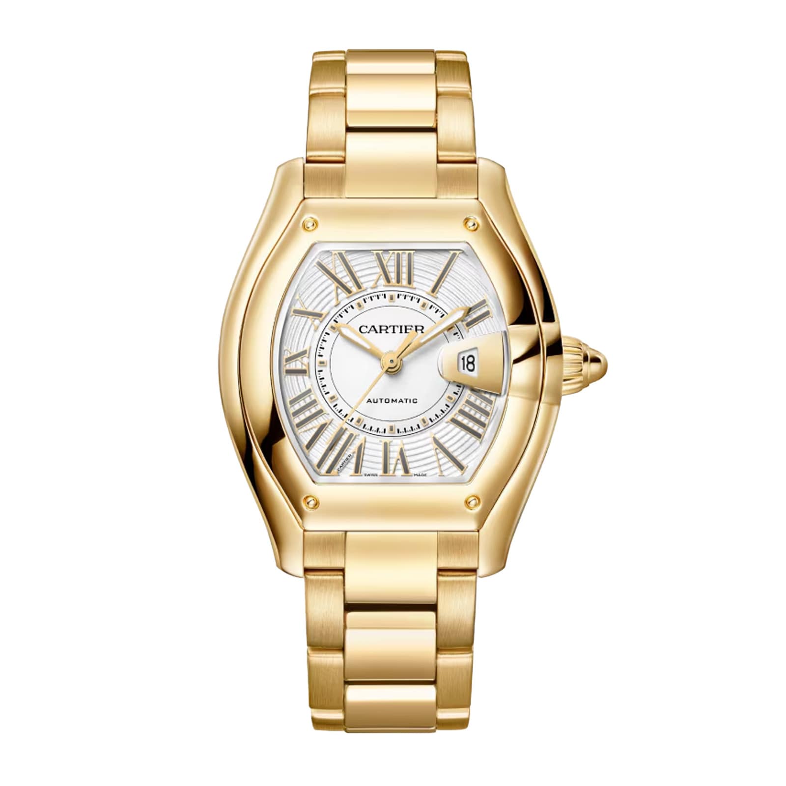 Cartier Roadster Watch, Medium Model, Manufacture Mechanical Movement With Automatic Winding, 18K Yellow Gold Case