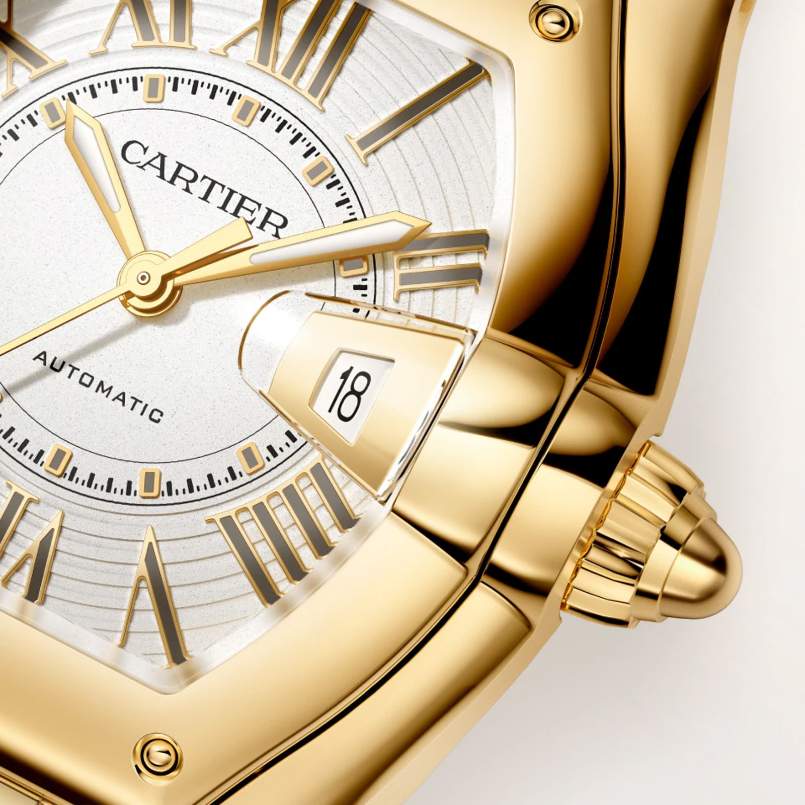 Cartier Roadster Watch, Medium Model, Manufacture Mechanical Movement With Automatic Winding, 18K Yellow Gold Case