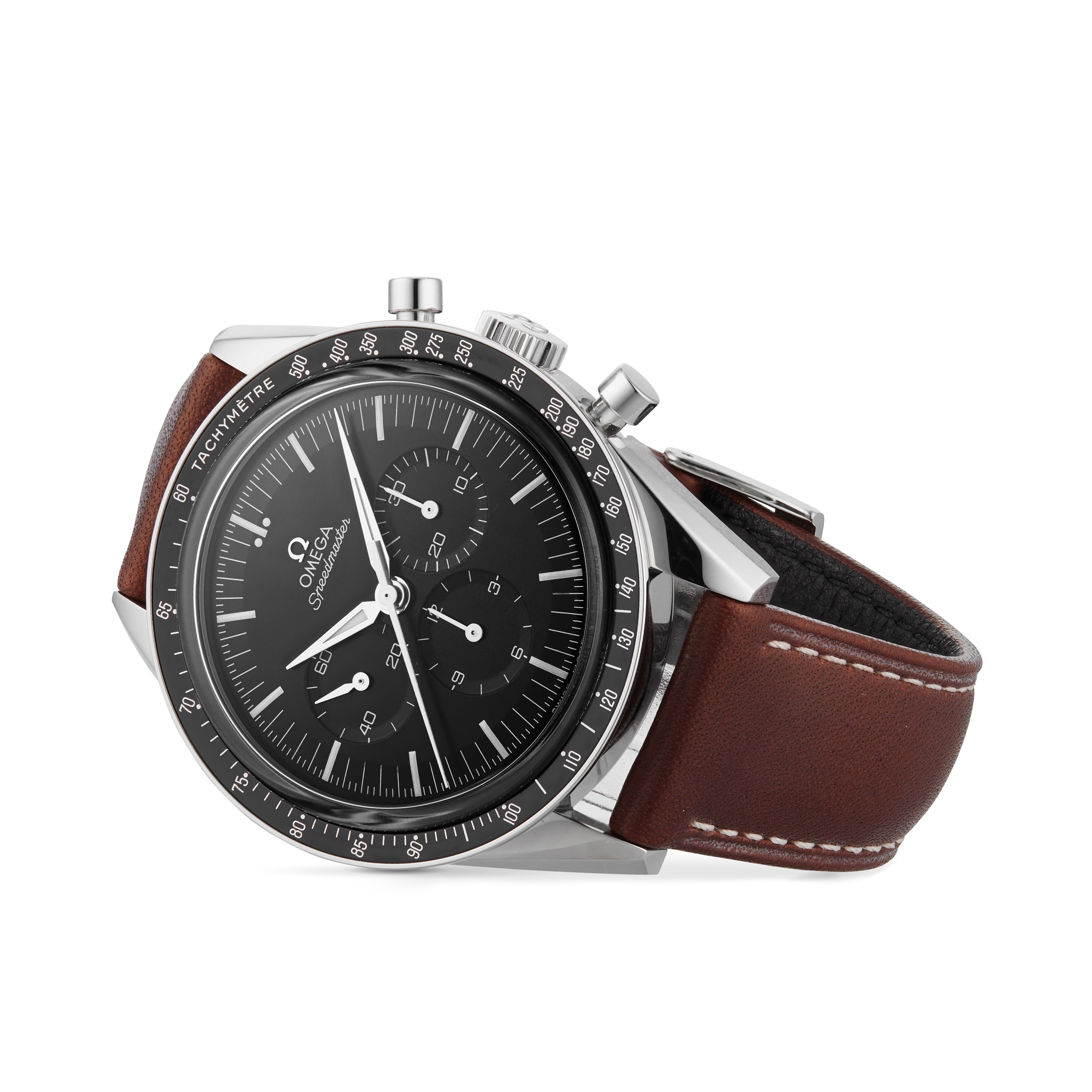 omega moon watch brown strap