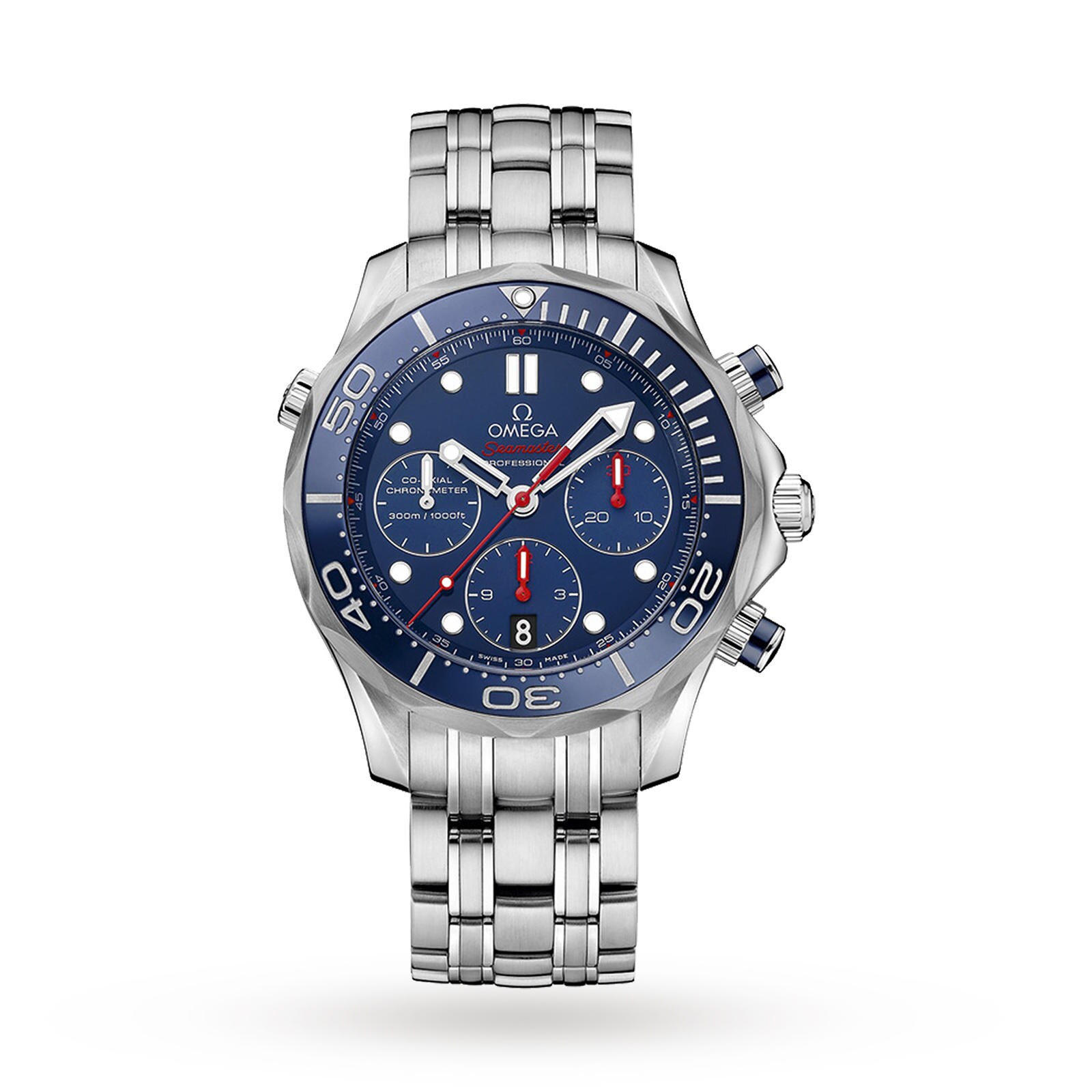 Omega Seamaster 300m Mens Blue 44mm Automatic Co Axial Chronograph Mens Watch O Watches Of Switzerland Us