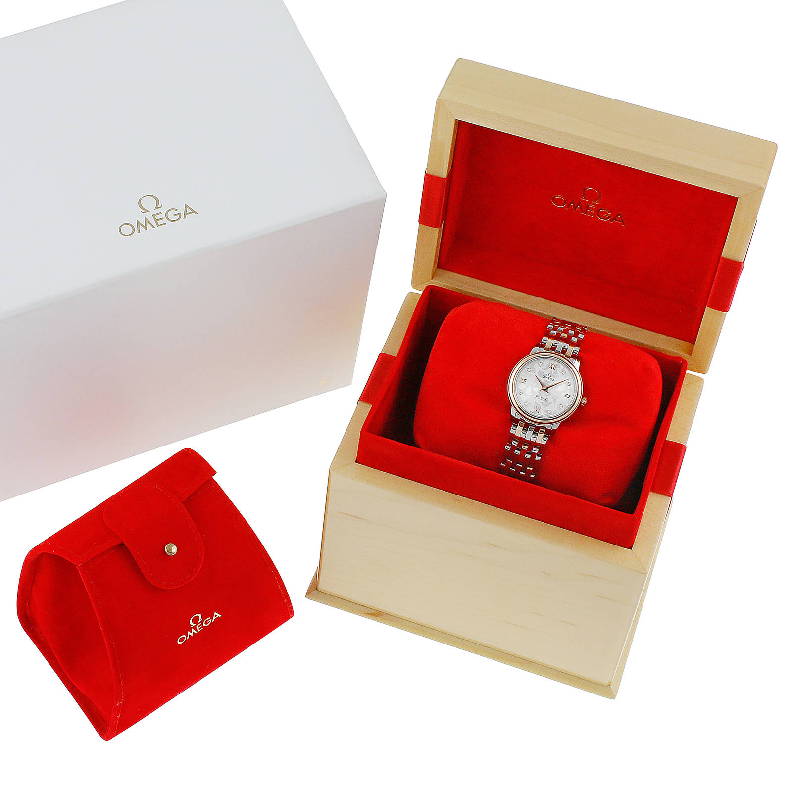 Omega De Ville Prestige Butterfly Bi-Metal Diamond Ladies Watch