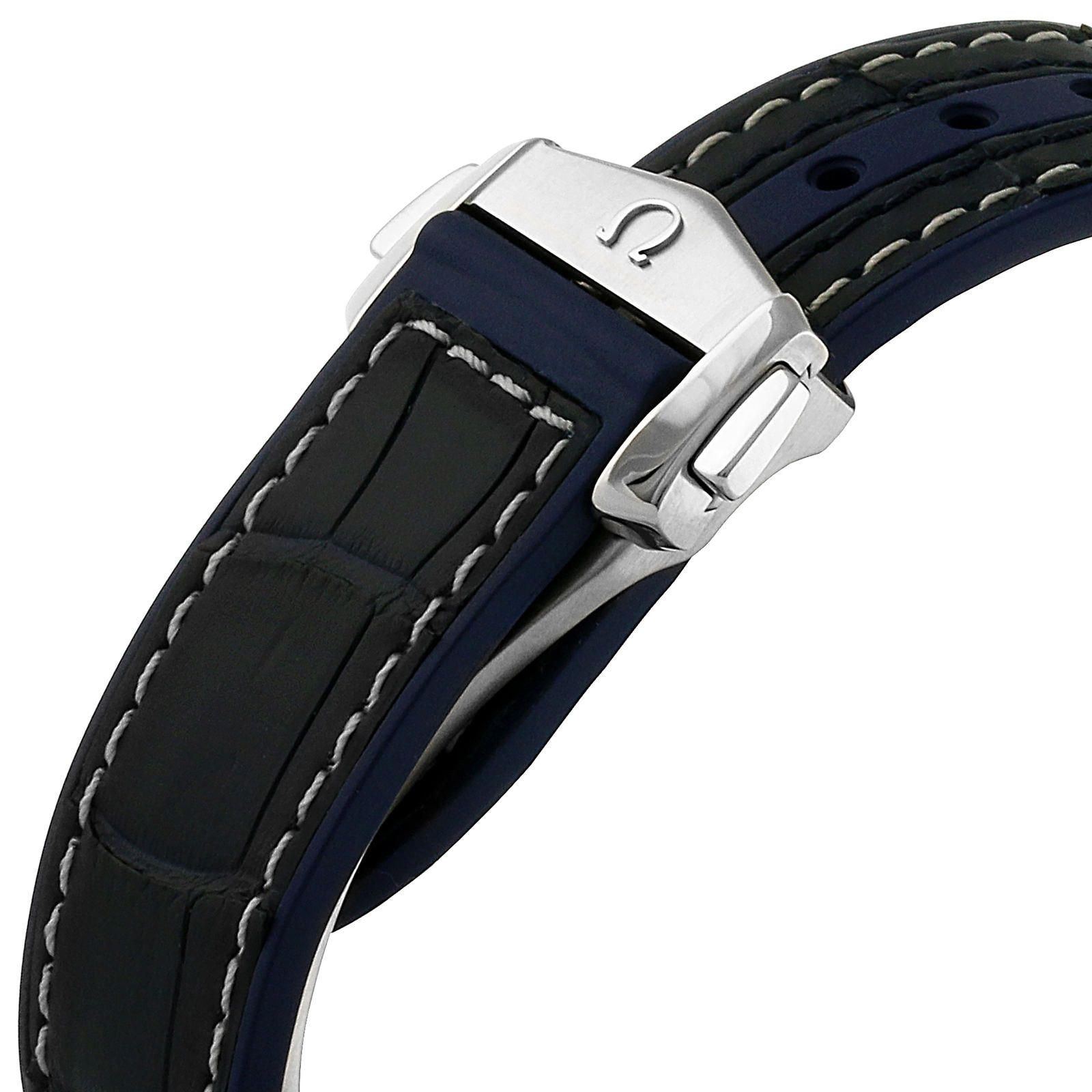 Omega seamaster blue leather on sale strap