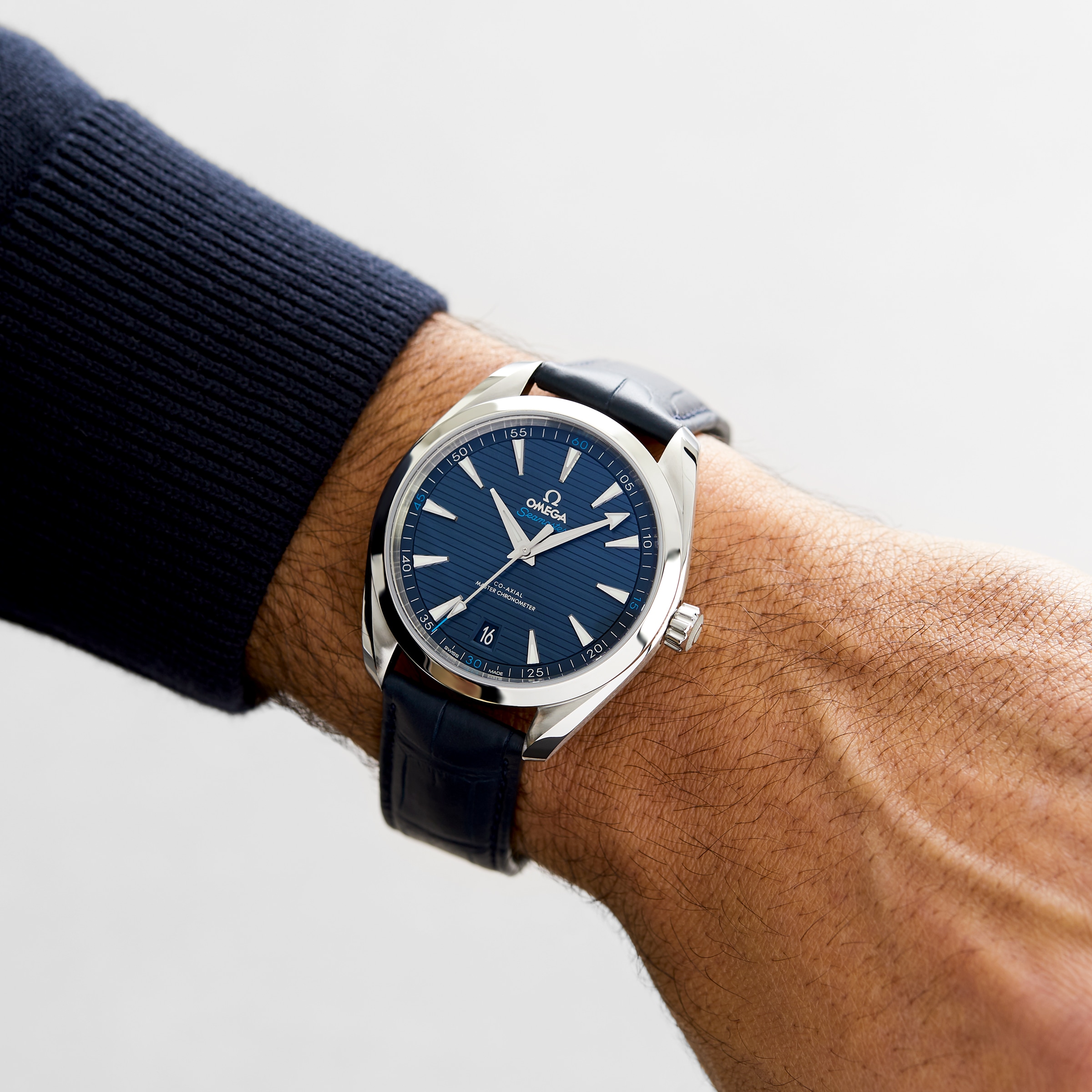 Omega aqua terra leather sale