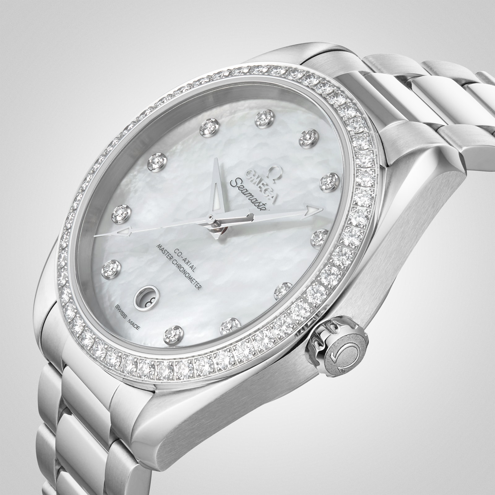 Ladies omega seamaster deals diamond bezel